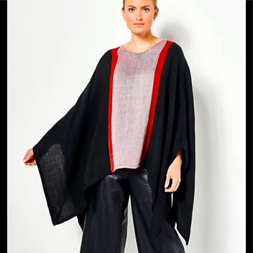 J Jason Wu Woven Striped Poncho One Size Missy